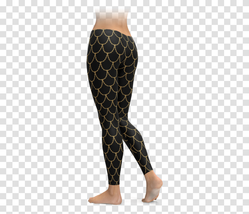 Gold Chain Mermaid Scales Leggings - Brave New Look Low Rise Leggings, Clothing, Apparel, Footwear, Boot Transparent Png