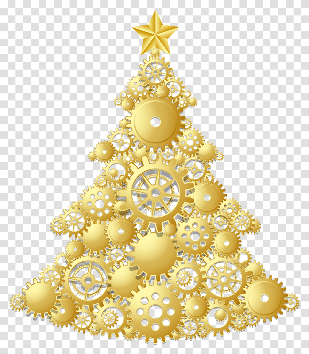 Gold Christmas Tree, Ornament, Plant, Chandelier, Lamp Transparent Png