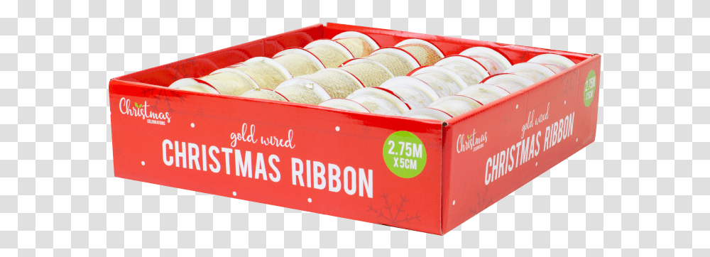 Gold Christmas Wired Ribbon Box, Sweets, Food, Plant Transparent Png