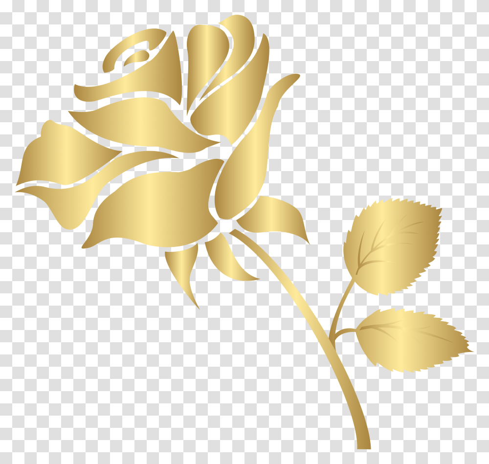 Gold Clipart Rose, Leaf, Plant, Flower Transparent Png