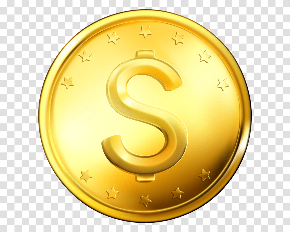 Gold Coin Clipart Gold Coin Dollar, Clock Tower, Architecture, Building, Money Transparent Png