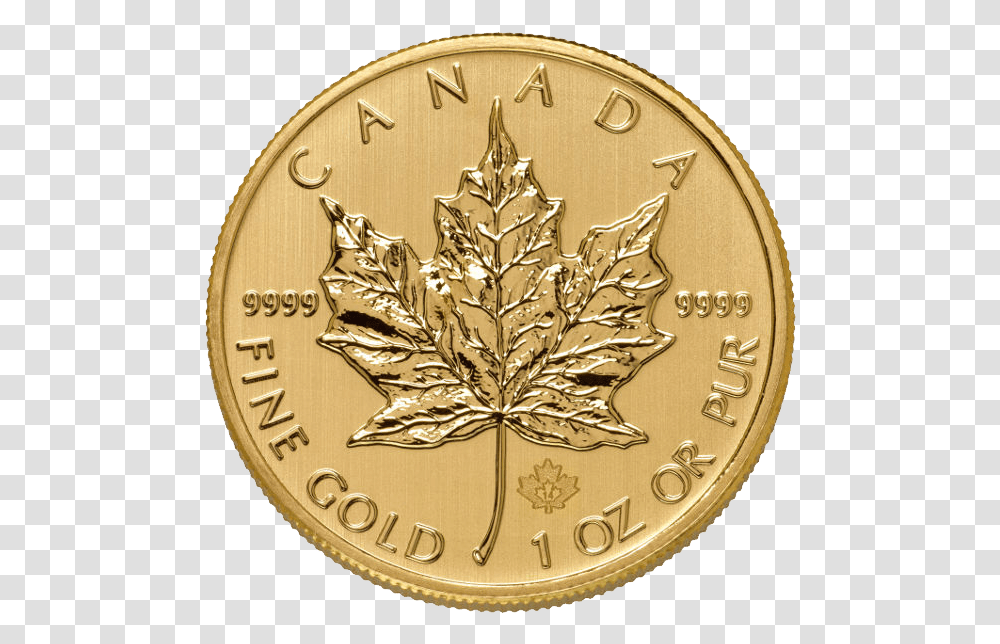 Gold Coin Image 1 Oz Canadian Gold Maple Leaf Coin, Clock Tower, Architecture, Building, Money Transparent Png