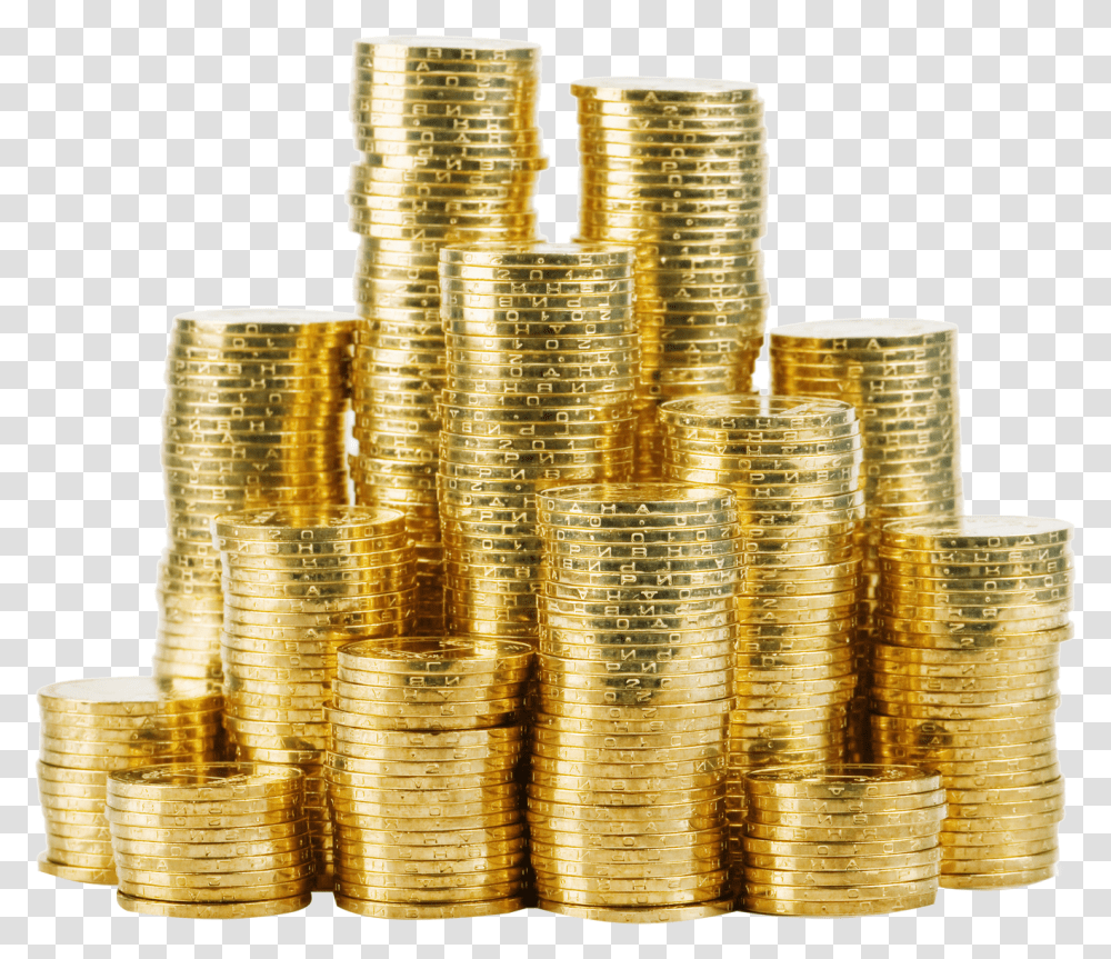Gold Coin Stack Money Pile Coin, Treasure, Bronze Transparent Png