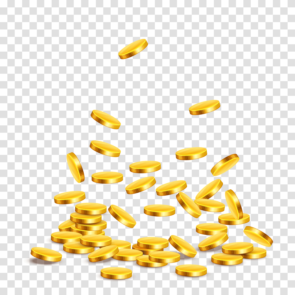 Gold Coins Background Gold Coins, Snack, Food, Text, Label Transparent Png
