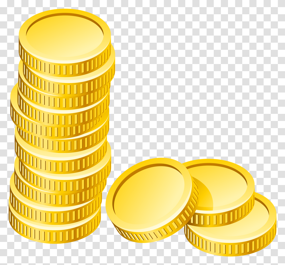 Gold Coins Cash Money Circle, Treasure, Cylinder Transparent Png