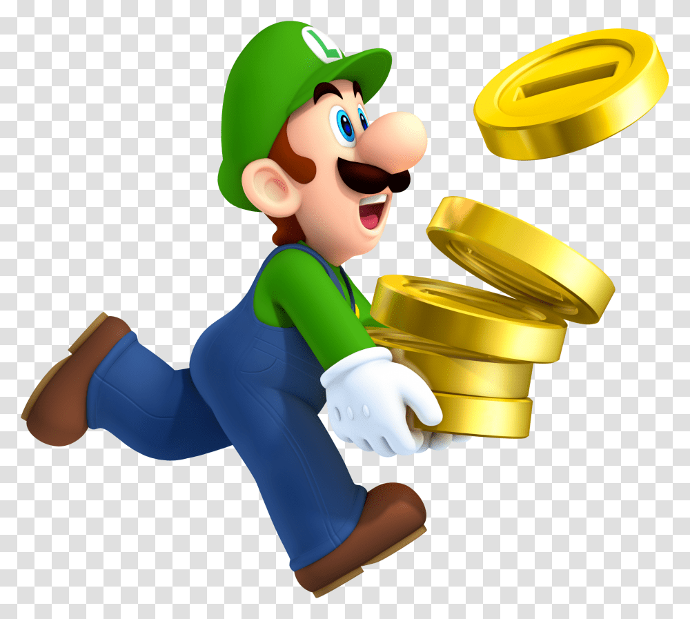 Gold Coins Clipart Luigi Super Mario, Toy, Person, Human Transparent Png