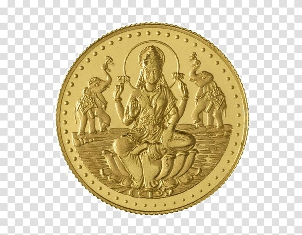 Gold Coins Laxmi Devi Gold Coin, Person, Human, Money, Painting Transparent Png