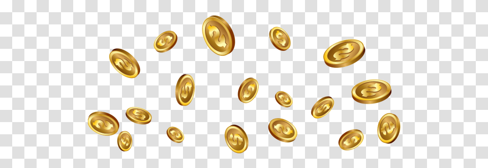 Gold Coins Raining, Treasure, Bronze, Jewelry, Accessories Transparent Png