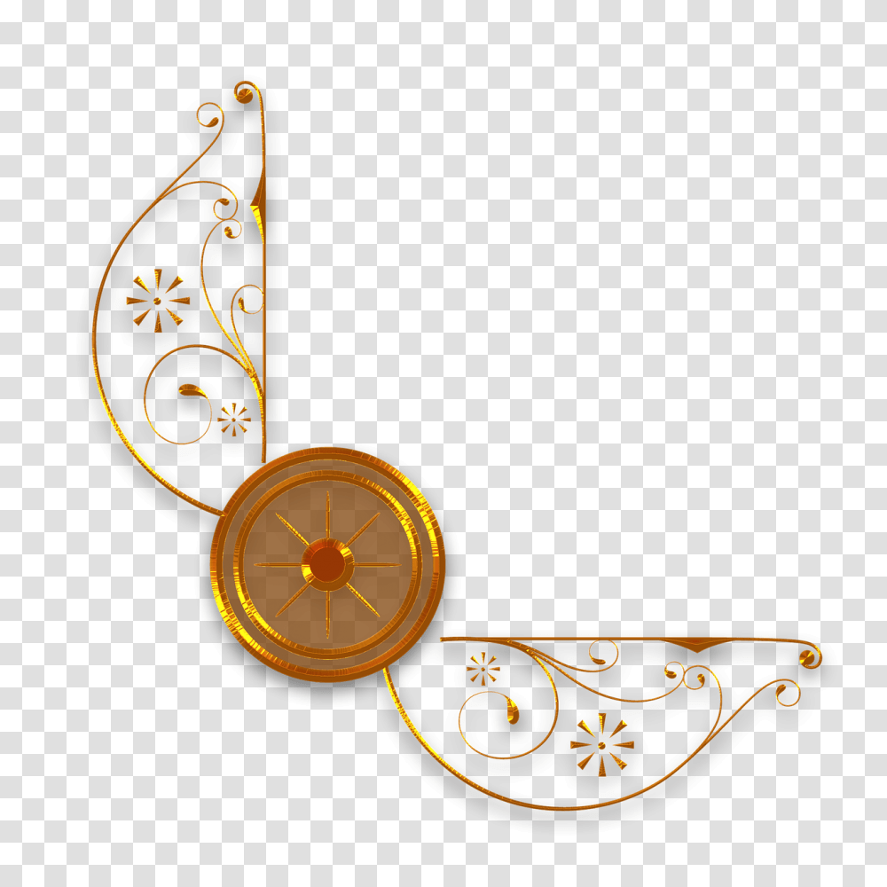 Gold Corner Circles Filigree Flowers Transparent Png