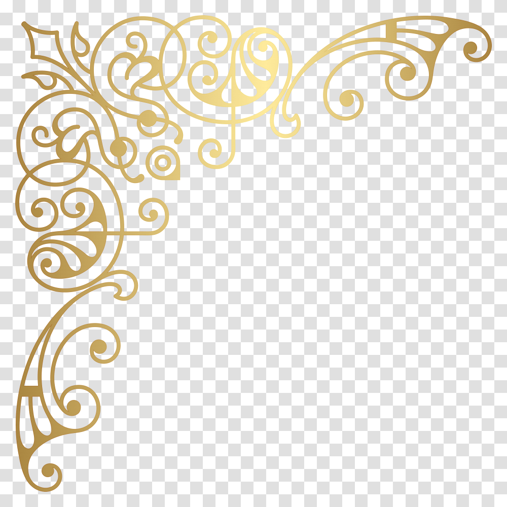 Gold Corner Decorative Clip Art, Floral Design, Pattern Transparent Png