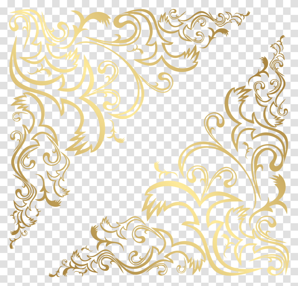 Gold Corner Designs Download, Floral Design, Pattern Transparent Png