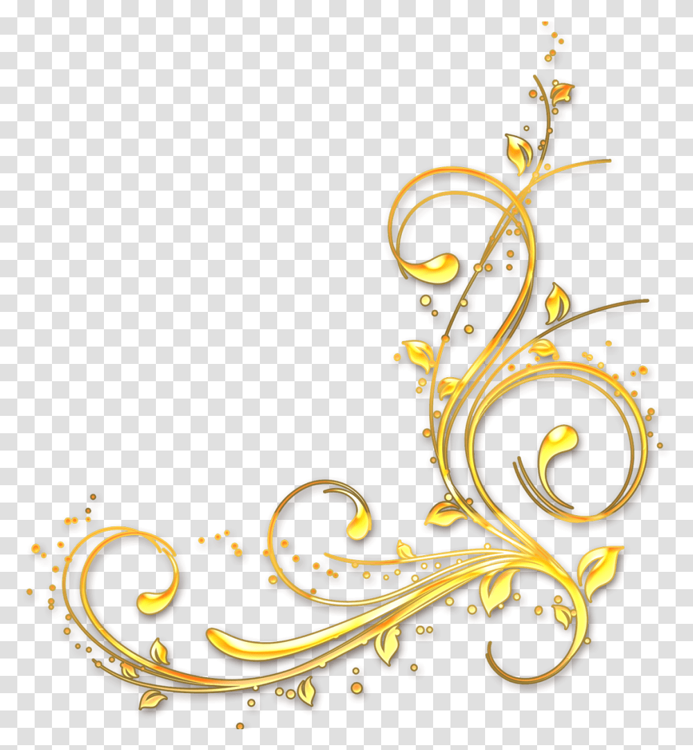 Gold Corner, Floral Design, Pattern Transparent Png