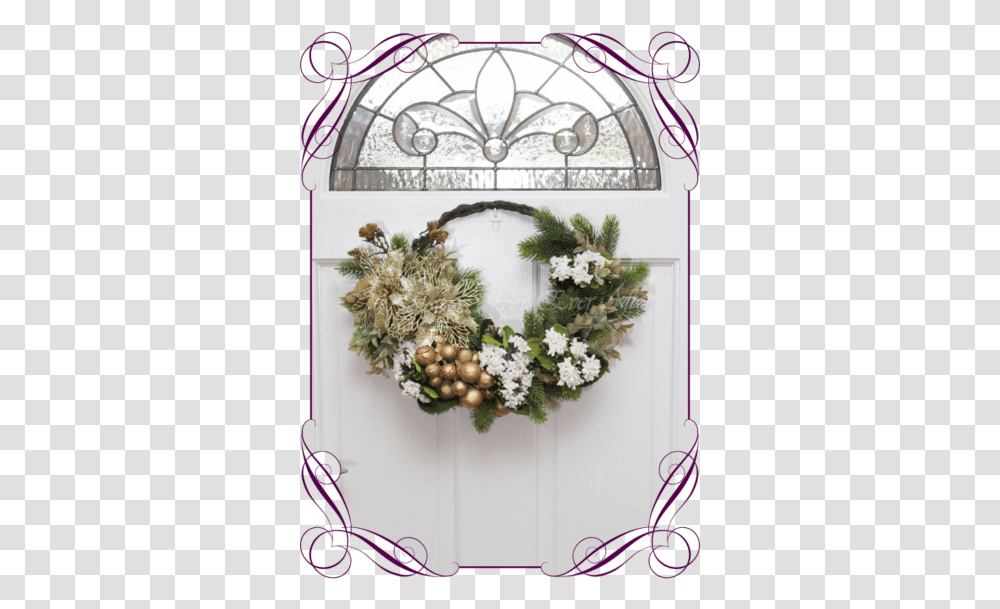 Gold Cradle Christmas Wreath Flower Bouquet, Art Transparent Png