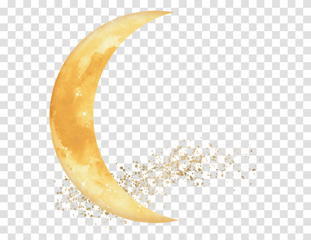 Gold Crescent Moon, Outer Space, Night, Astronomy, Outdoors Transparent Png