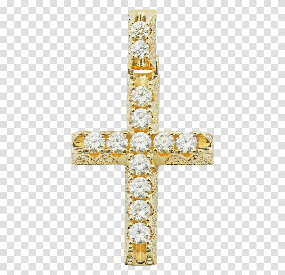 Gold Cross Pendant With Diamonds Download Cross, Crucifix Transparent Png