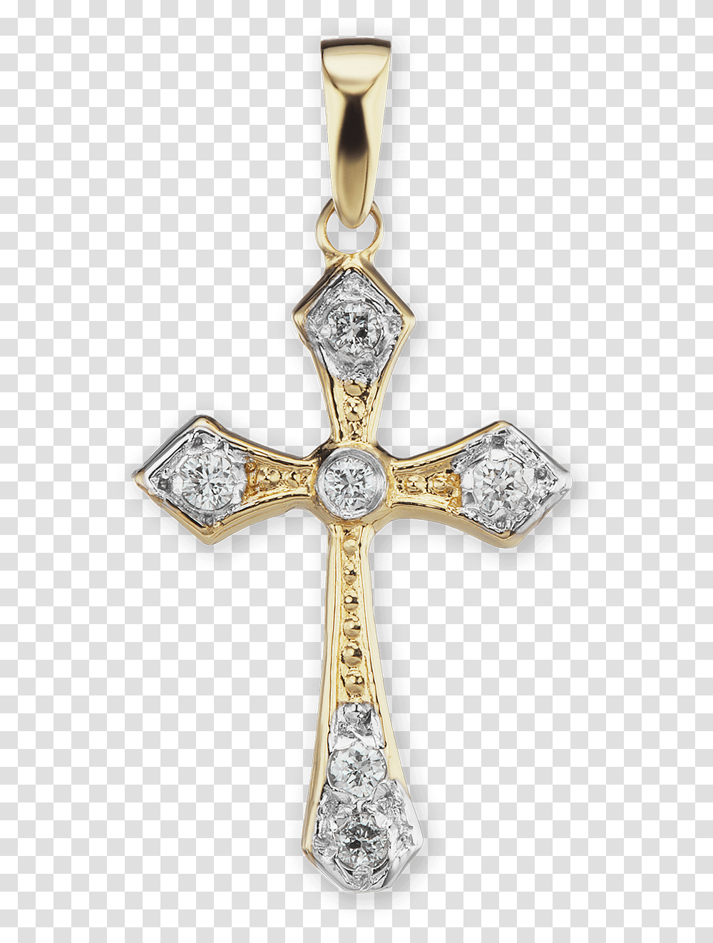 Gold Cross Pendant With Diamonds Pendant, Crucifix Transparent Png