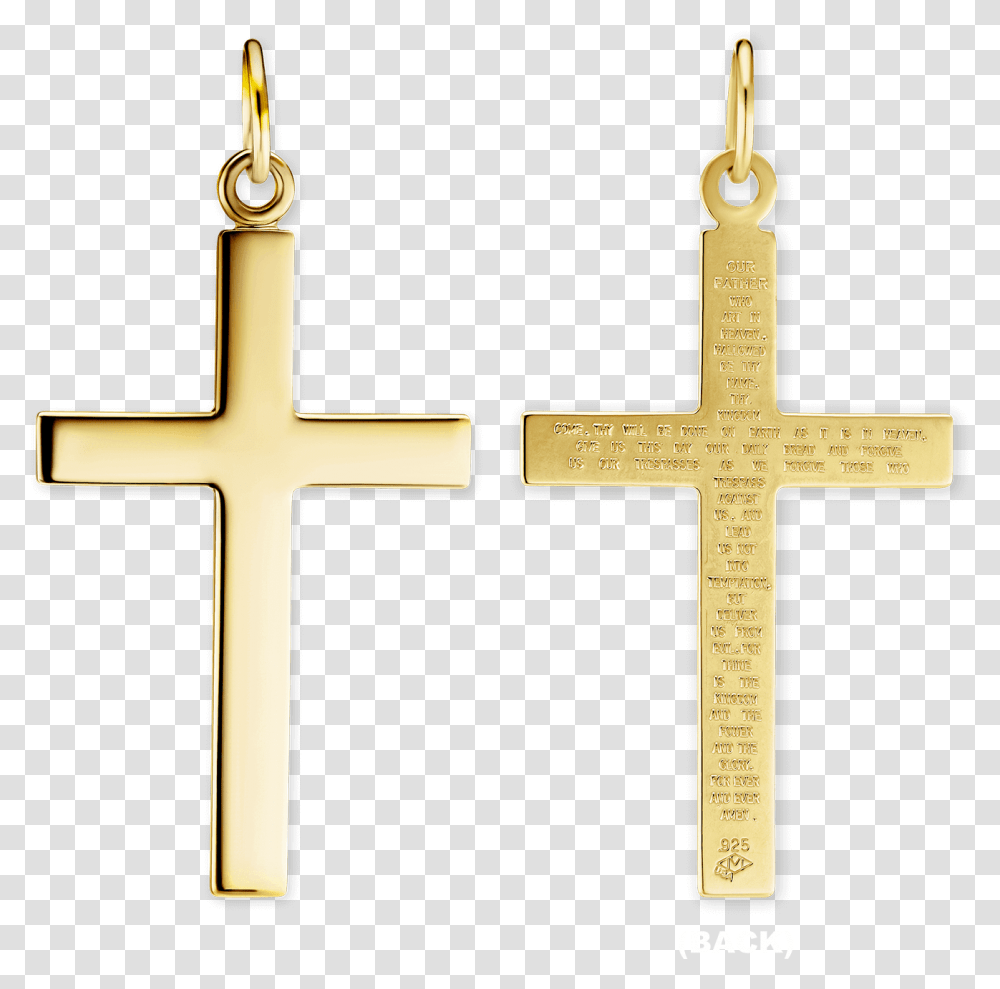 Gold Cross Pendant With Lord S Prayer Cross, Accessories, Accessory, Crucifix Transparent Png