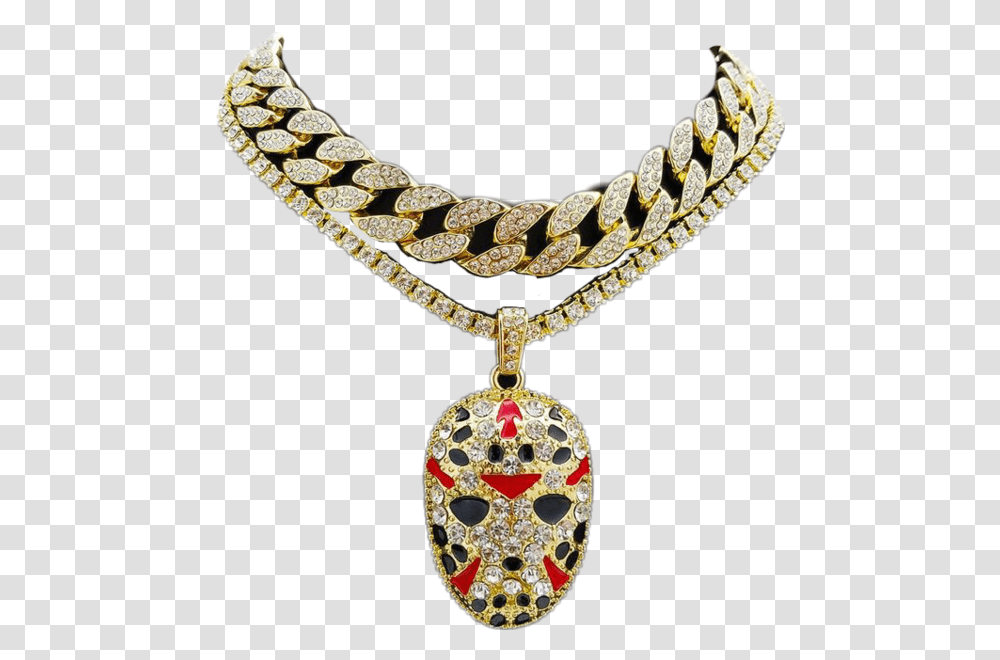 Gold Cuban Chain Jason Pendant, Necklace, Jewelry, Accessories, Accessory Transparent Png