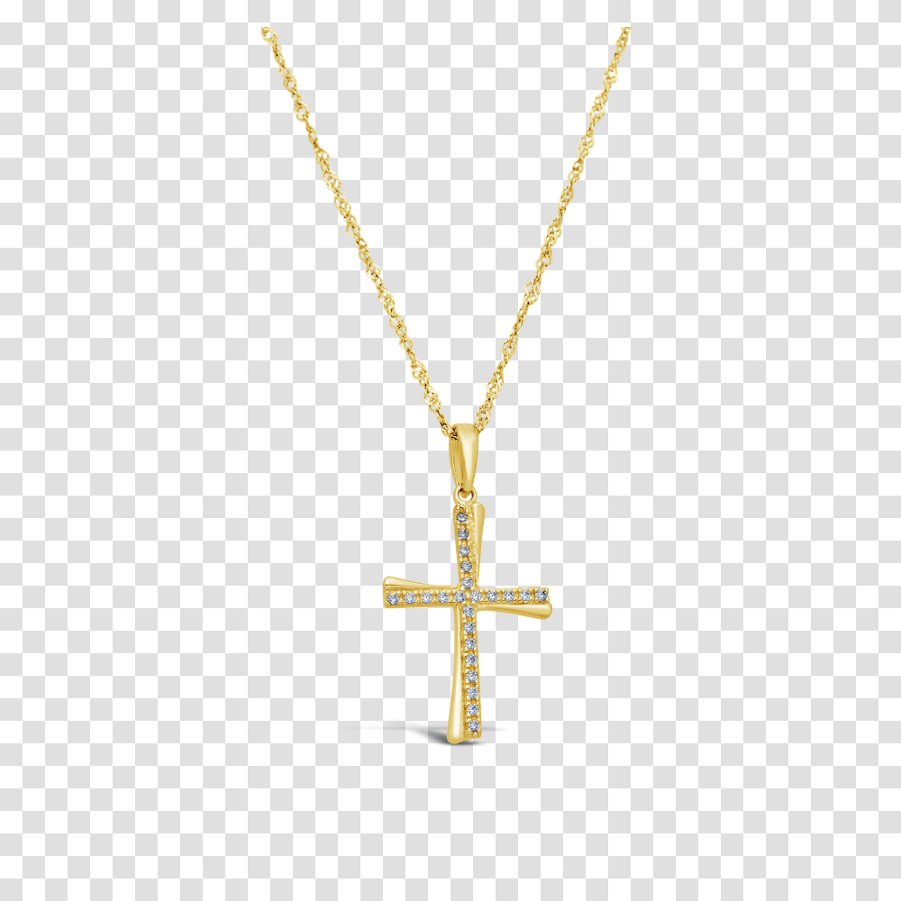 Gold Cubic Zirconia Cross Pendant, Construction Crane, Necklace, Jewelry, Accessories Transparent Png