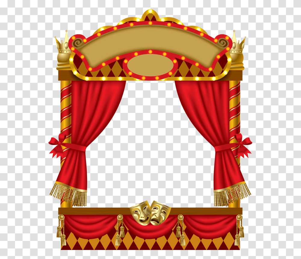 Gold Curtains Puppet Stage, Indoors, Building, Architecture, Circus Transparent Png