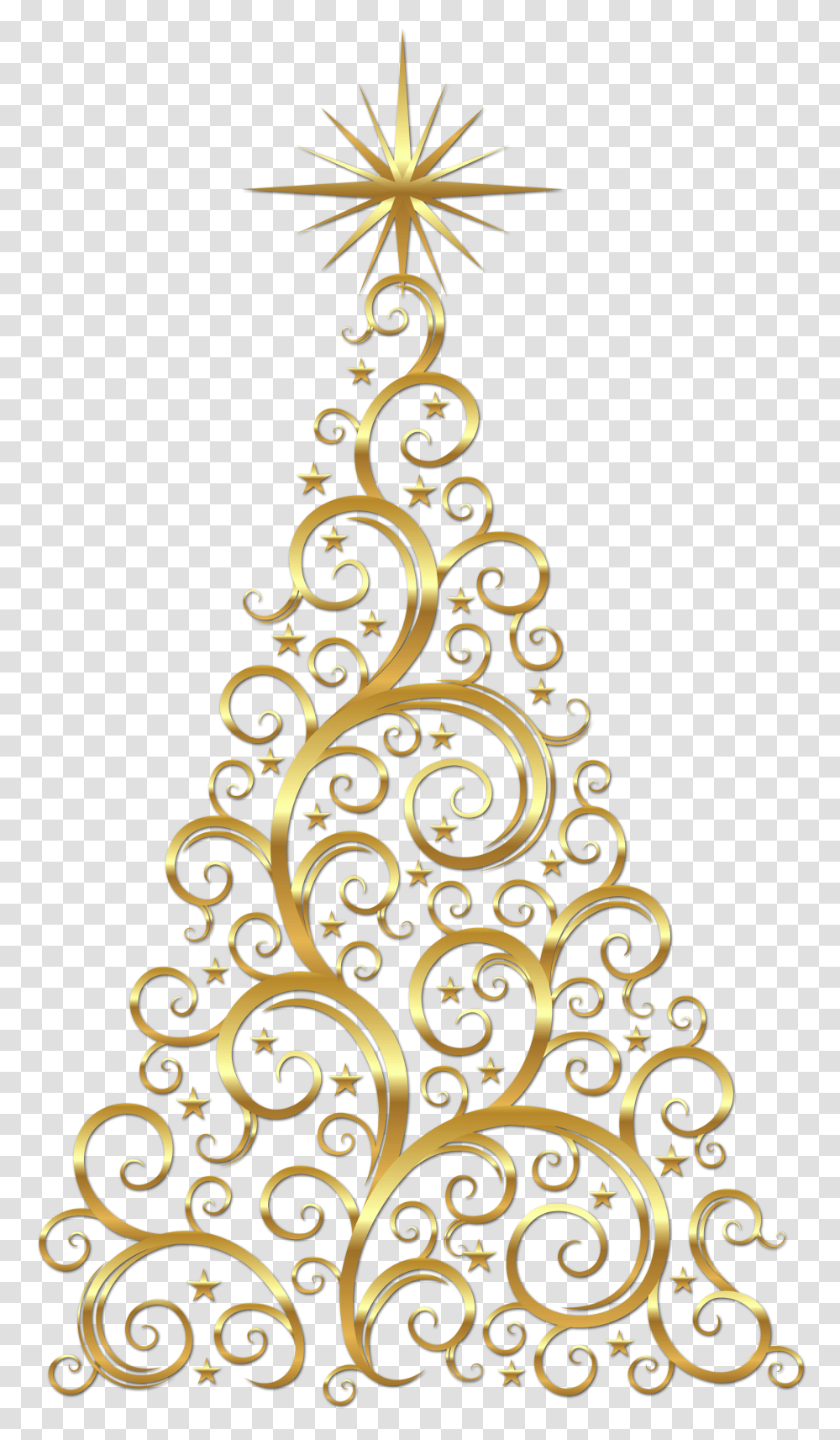 Gold Deco Christmas Tree Clipart Gold Christmas Tree Clipart, Plant, Ornament, Graphics, Floral Design Transparent Png