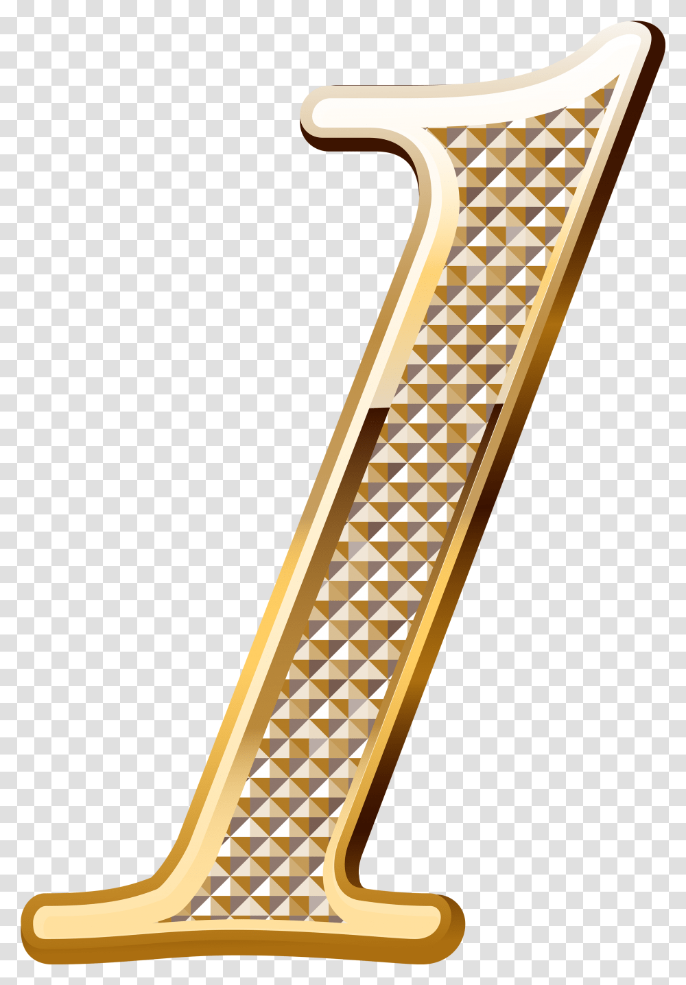 Gold Deco Number One Clipart Image Gold Number, Sword, Blade, Weapon, Weaponry Transparent Png