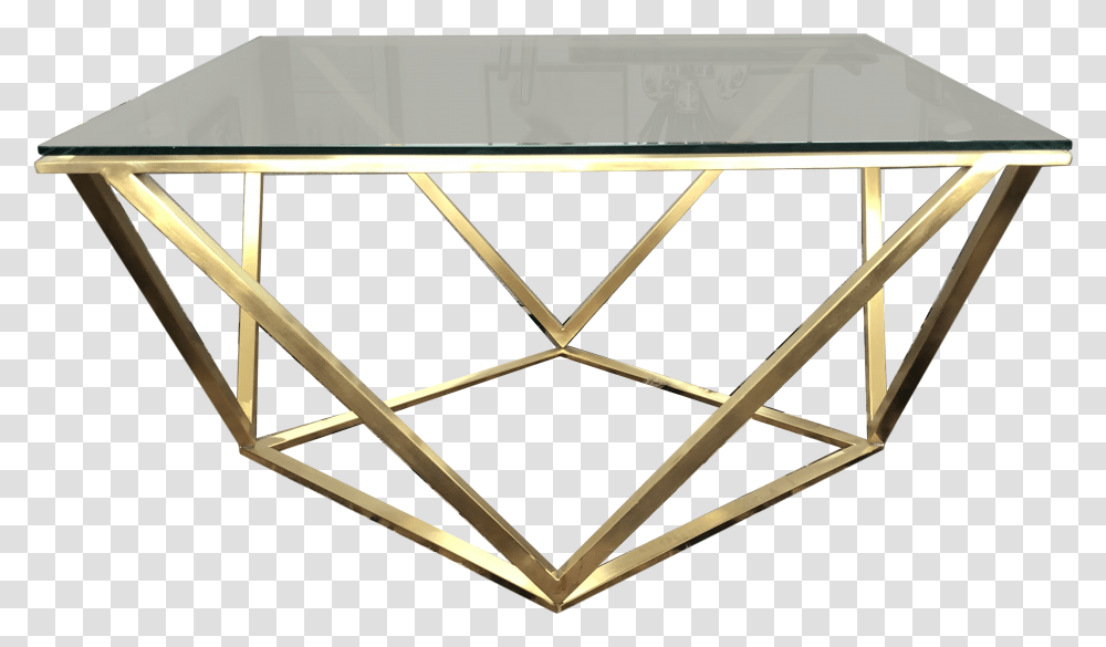Gold Diamond Coffee Table Smoke Glass Top Furnituredining, Symbol, Star Symbol, Lighting, Triangle Transparent Png