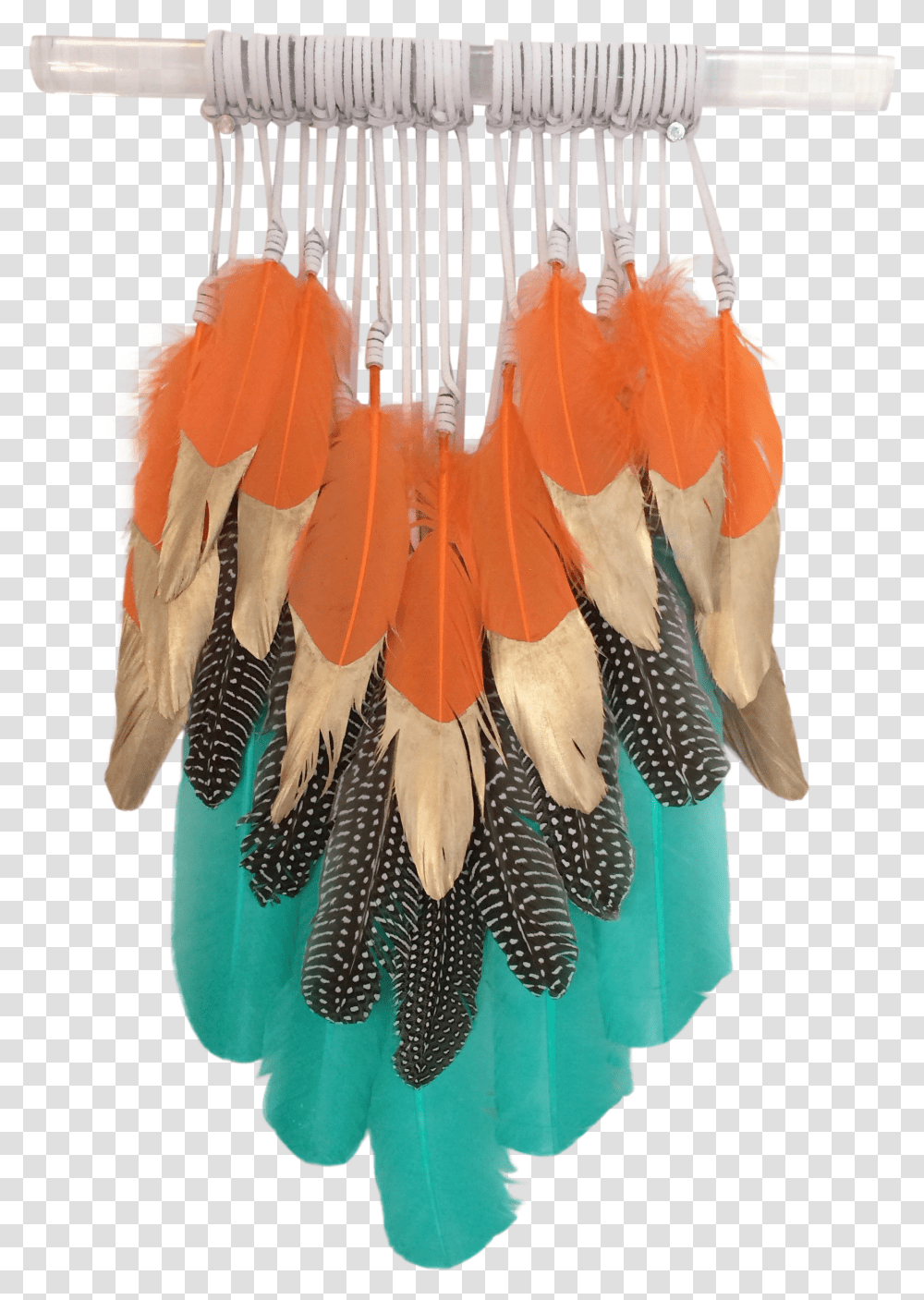 Gold Dipped Orange Amp Aqua With Speckled Feathers Earrings Transparent Png
