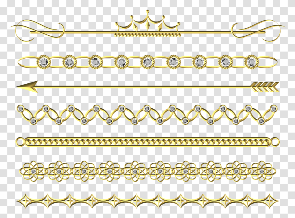 Gold Divider Line Border Set Pack Collection Dividers And Borders, Chain, Hip Transparent Png