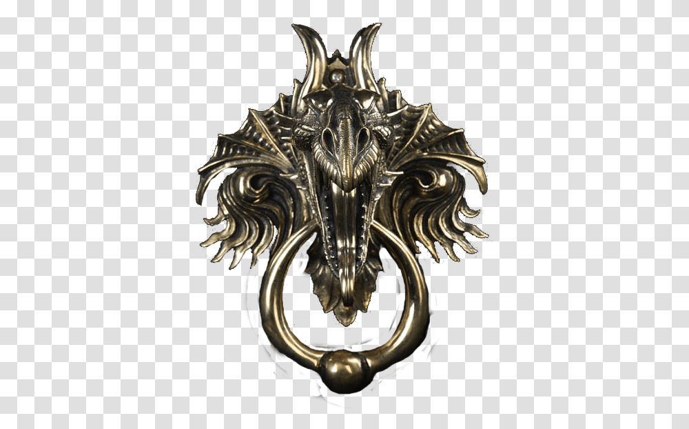 Gold Dragonheaddoorknocker Karl Deen Sanders Sculpture Dragon Head Door Knocker, Bronze, Buckle, Brooch, Jewelry Transparent Png