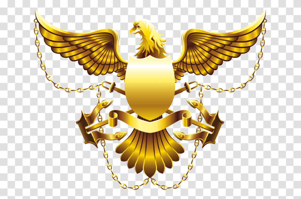 Gold Eagle Shield High Res, Emblem, Chandelier, Lamp Transparent Png