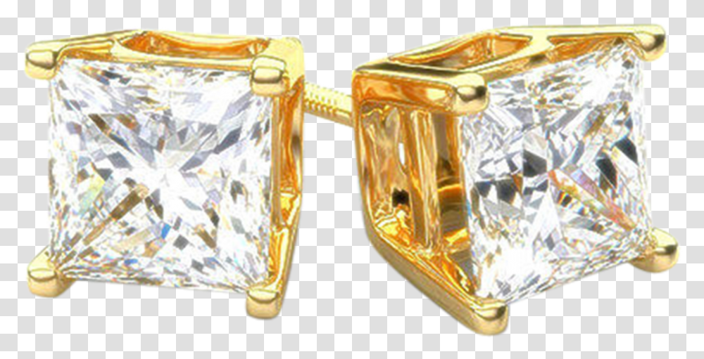 Gold Earring Gold Square Diamond Earrings, Accessories, Accessory, Jewelry, Gemstone Transparent Png