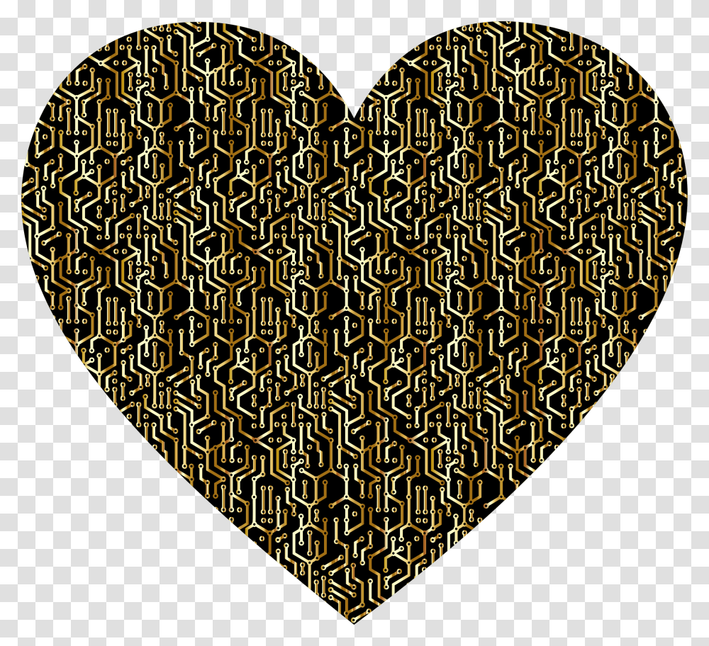 Gold Electronic Heart Clip Arts Heart, Rug, Armor, Chain Mail, Aluminium Transparent Png