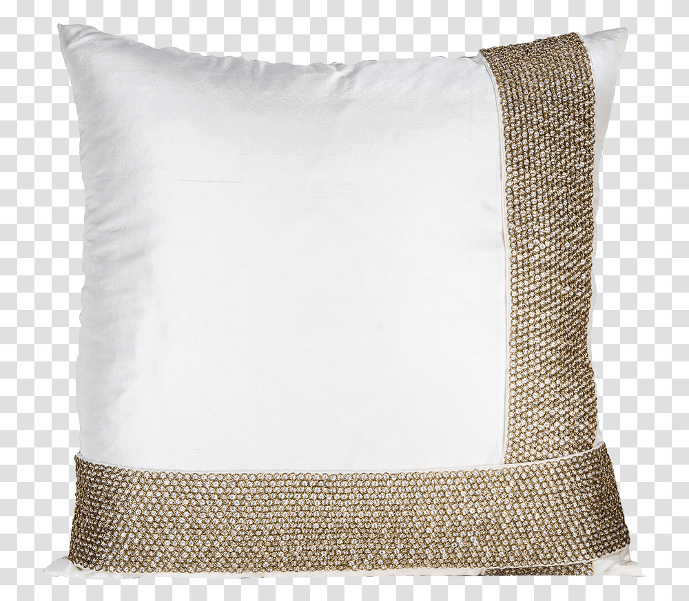 Gold Encrusted White Silk Throw Pillow Cushion, Diaper, Rug Transparent Png