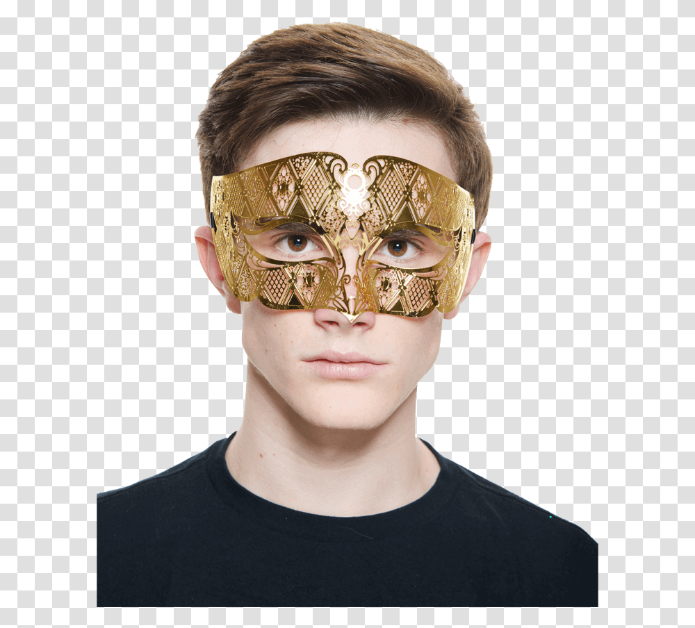 Gold Filigree Masquerade Mask Masque, Person, Human, Apparel Transparent Png