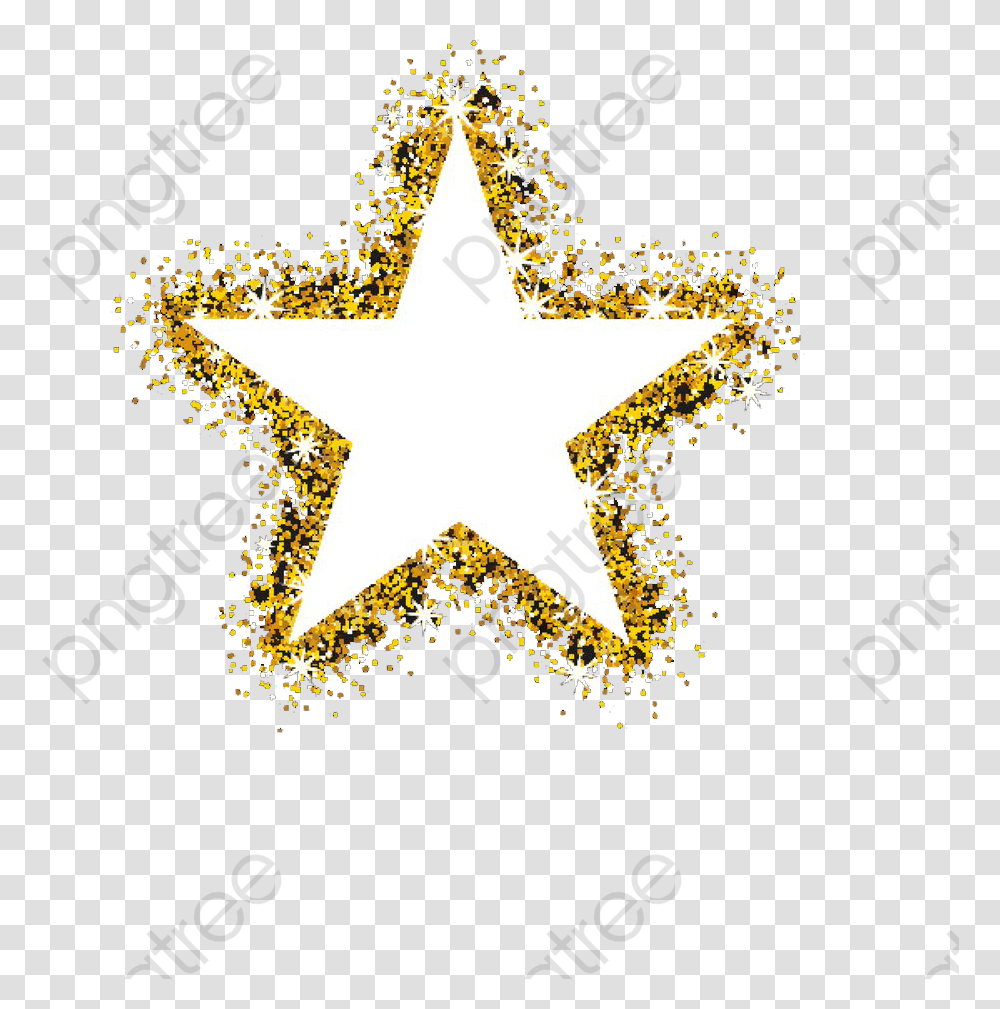 Gold Five Pointed Star Relgio Mondaine Prata Feminino Com Pulseira, Cross, Star Symbol, Lighting Transparent Png