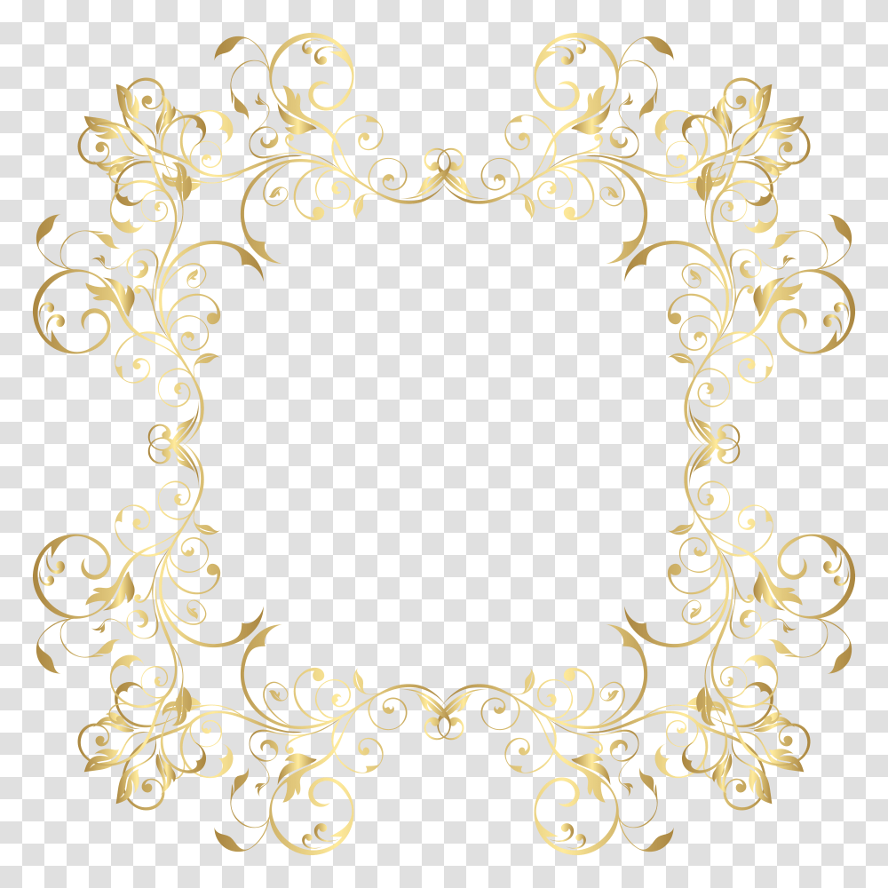 Gold Floral Border Frame, Lamp, Scroll, Chandelier Transparent Png