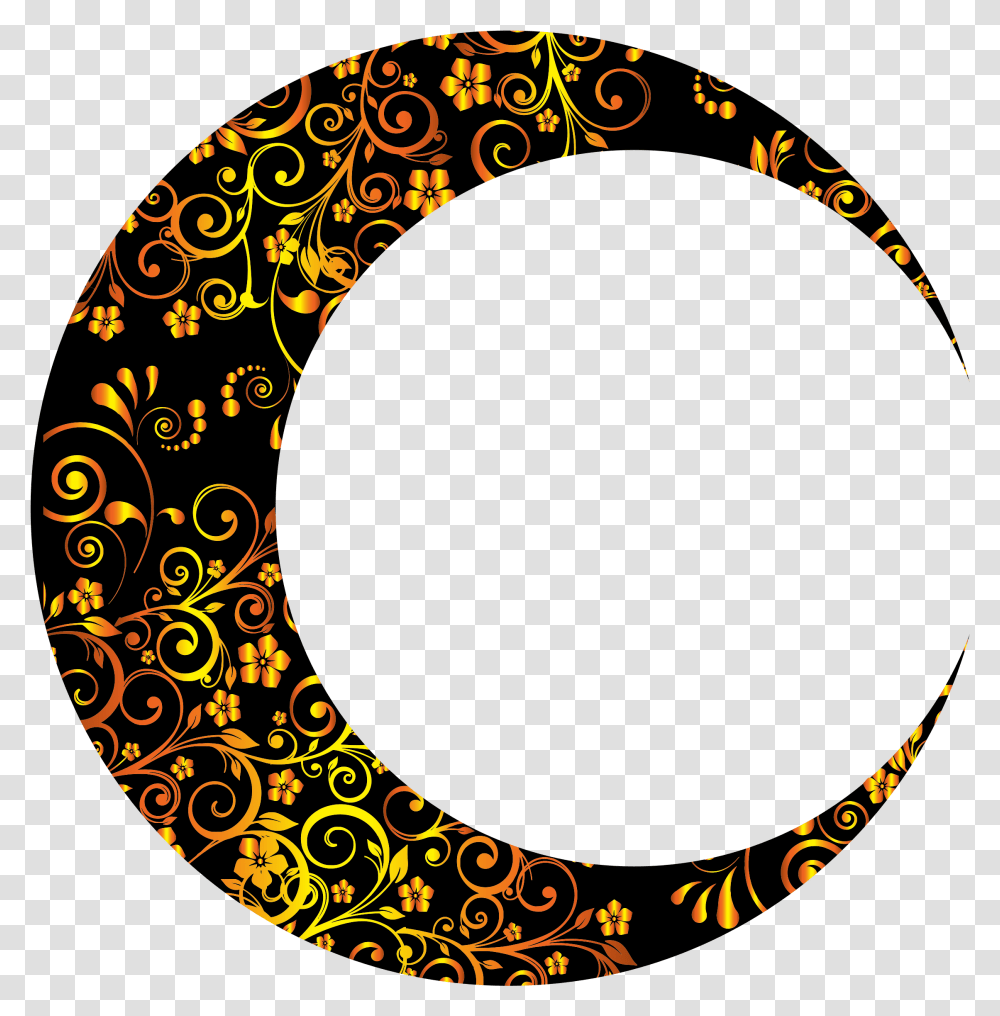 Gold Floral Crescent Mark Ii Big Image Circle, Pattern, Art, Graphics, Ornament Transparent Png