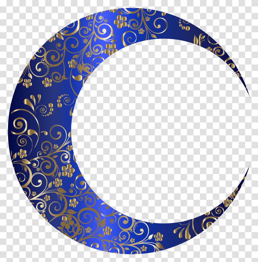 Gold Floral Crescent Moon Mark Ii Drawing Of New Moon, Text, Rug, Astronomy, Outer Space Transparent Png