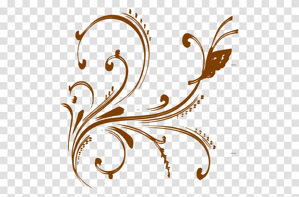 Gold Floral Design With Butterfly Clip Art At Clker White Floral Designs, Pattern Transparent Png