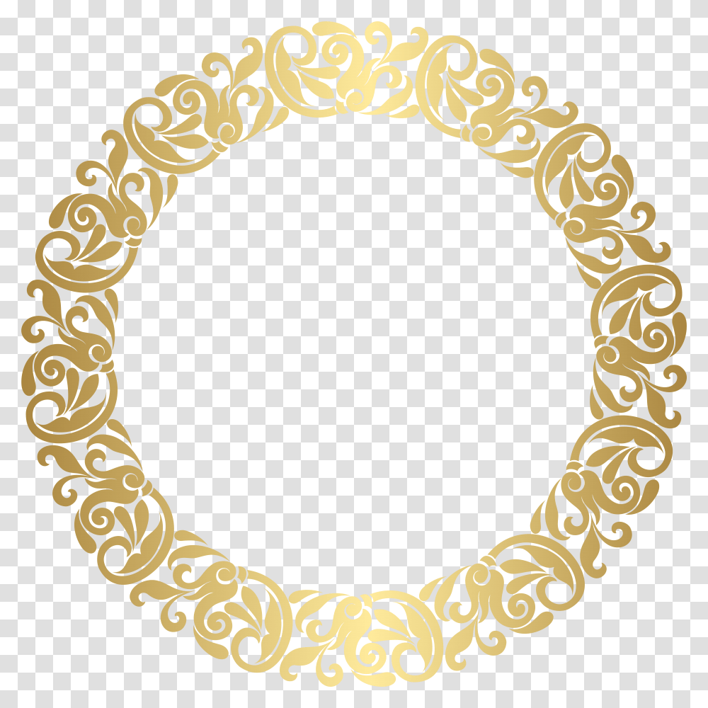 Gold Floral Flourish Motif Frame No Background Clip Gold Circle No Background, Oval Transparent Png