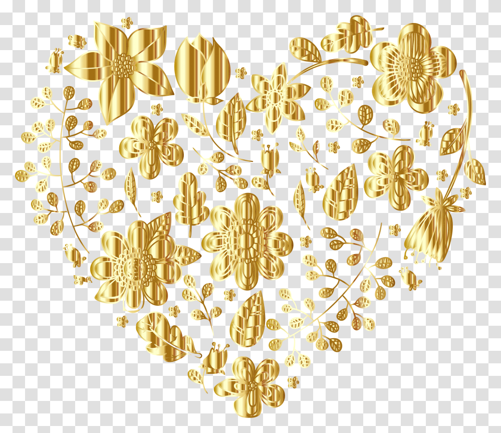 Gold Floral Heart No Background Clip Arts Heart Of Gold Background, Chandelier, Lamp, Pattern Transparent Png