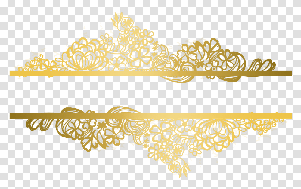 Gold Florals Flowers Swirls Divider Header Textline Gold Lace, Jewelry, Accessories Transparent Png