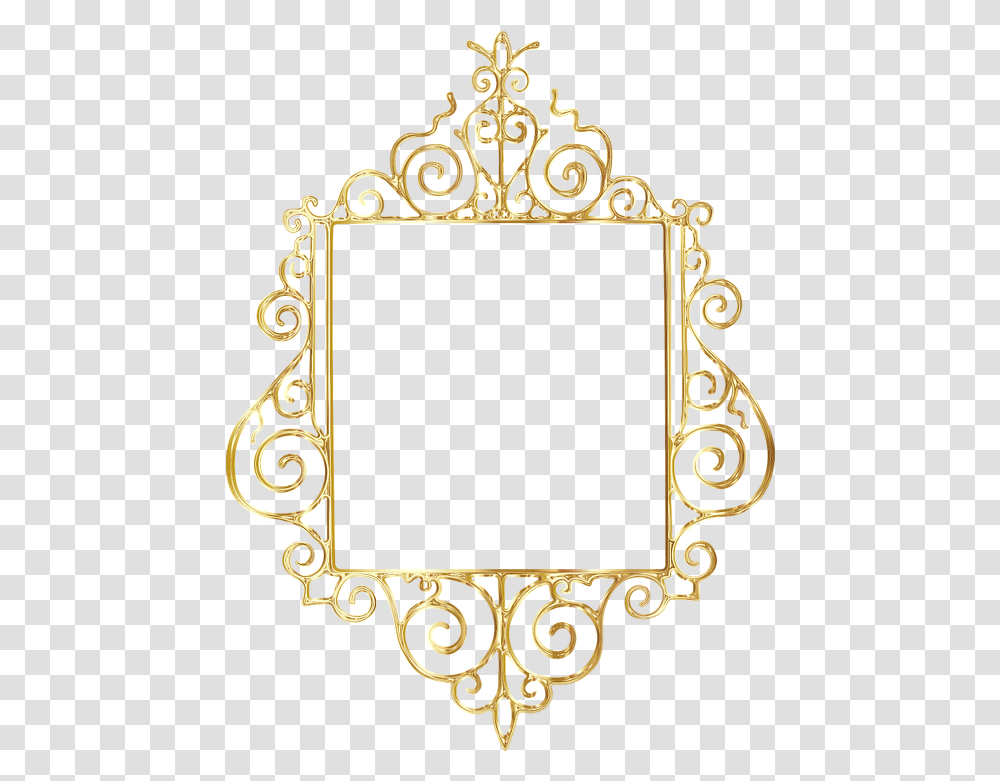 Gold Flourish Frame Gold Frame Vintage Border, Gate, Pattern, Mirror, Ornament Transparent Png