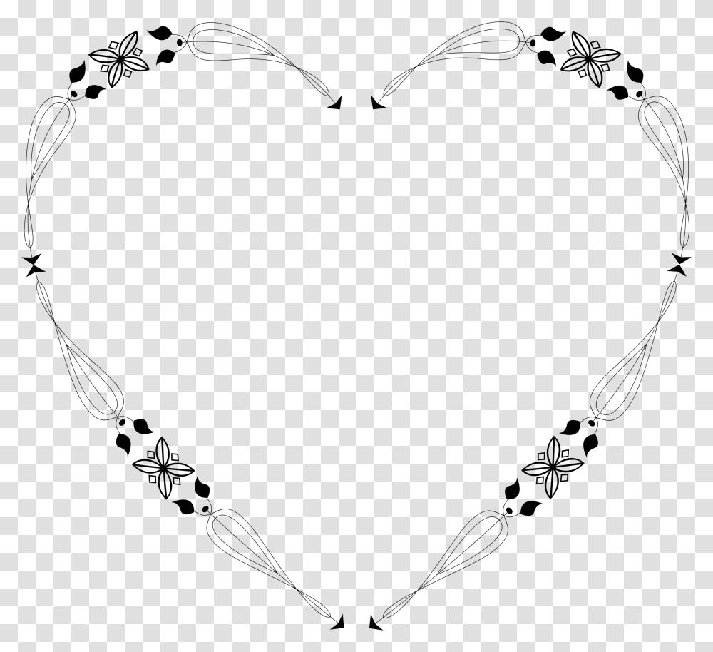 Gold Flourish Hearts And Flowers Clipart Black Amp White, Outdoors, Nature, Gray, Silhouette Transparent Png