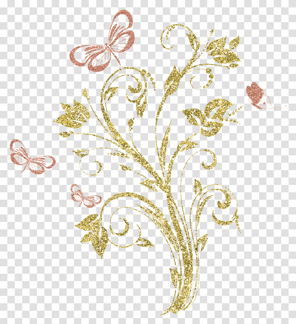 Gold Flower Drawing, Floral Design, Pattern Transparent Png