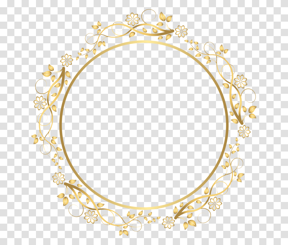 Gold Flower Frame Image Gold Flowers Frame, Oval, Bracelet, Jewelry, Accessories Transparent Png
