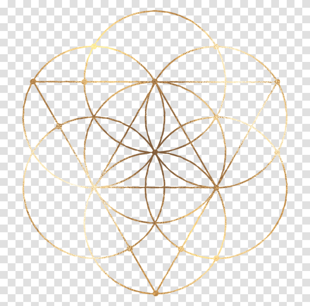 Gold Flower Geometric Circle Sacred Geometry, Ornament, Pattern, Fractal, Spider Transparent Png