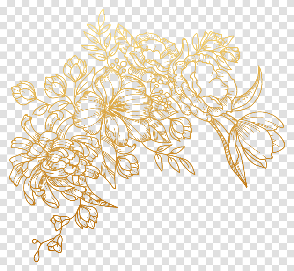 Gold Flower Gold Flower Vector, Floral Design Transparent Png