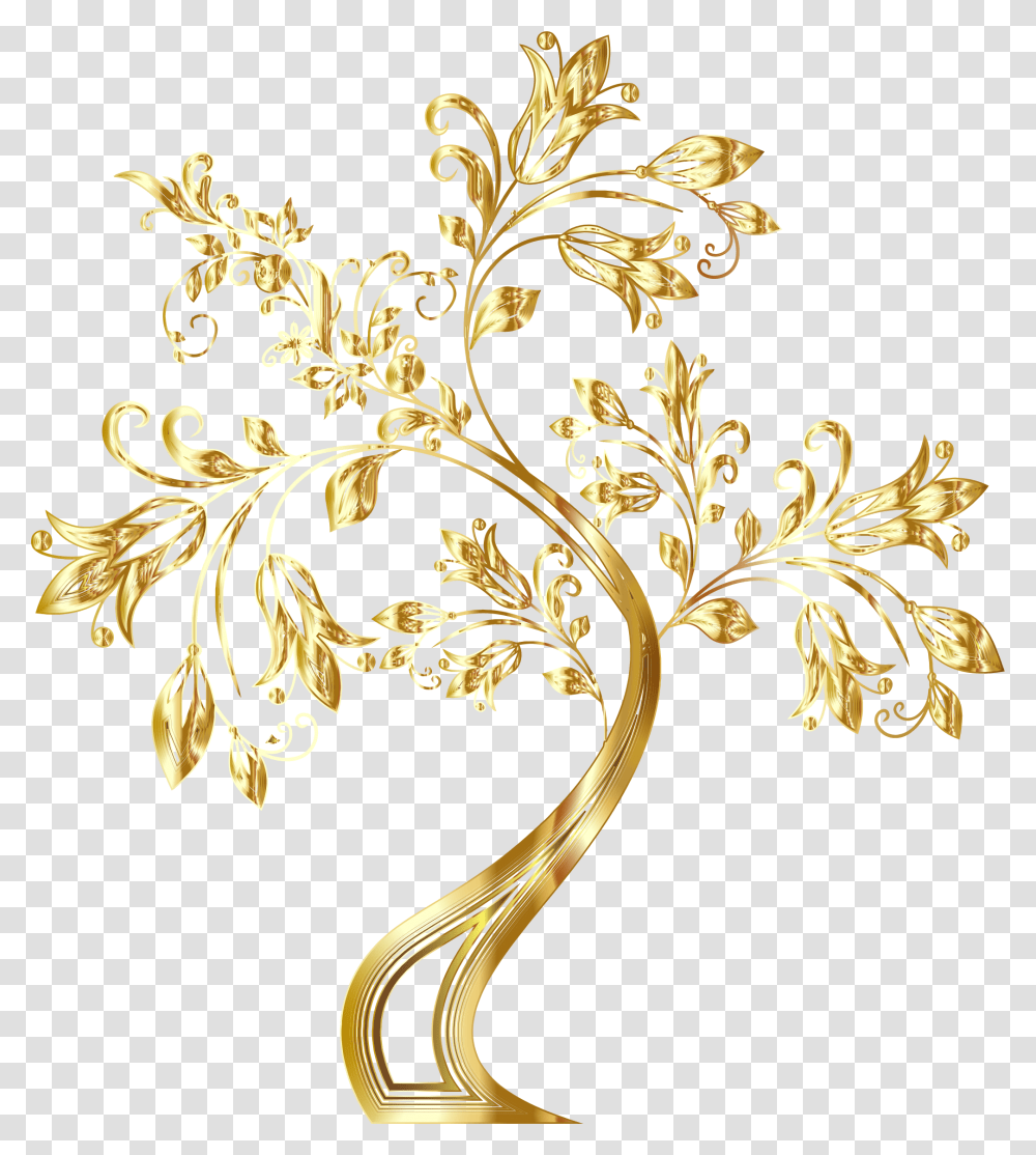 Gold Flower Golden Flowers Hd, Floral Design, Pattern Transparent Png
